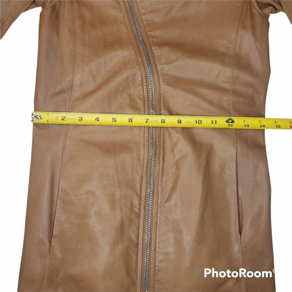 Rick Owens Calf Leather Asymmetrical Zip Jacket in Tan Honey Size 4 - Picture 10 of 16
